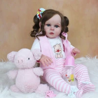 50 cm 3d skin tone visible veins soft silicone reborn baby doll toy for girl cloth body long hair princess dress up boneca