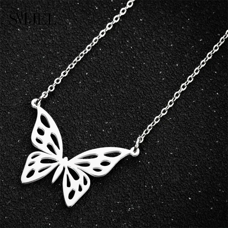 Multiple Stainless Steel Fashion Butterfly Necklace Lovely Origami Animal Clavicle Necklaces Pendants For Women Birthday Gift images - 6