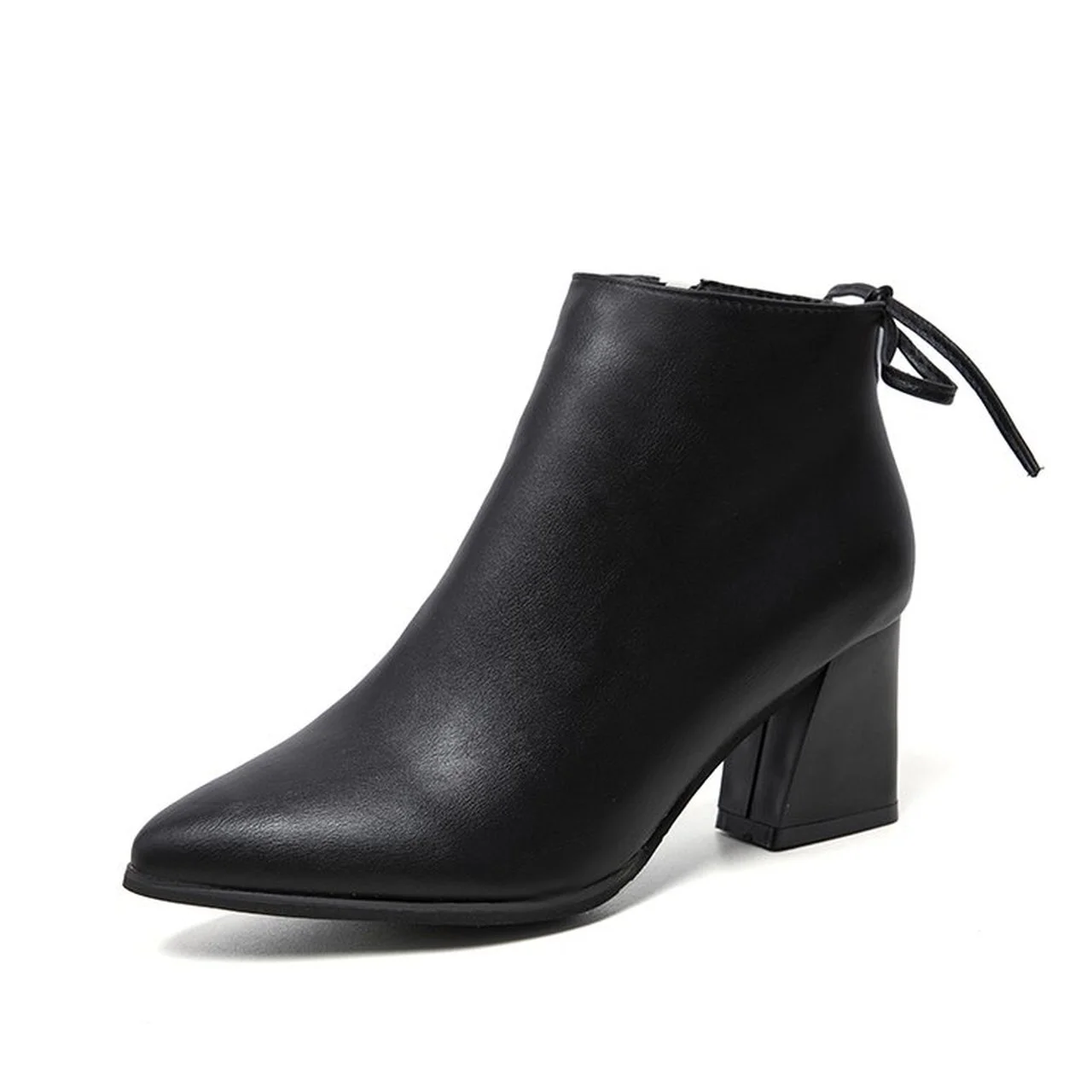 

Pointed leather boots women's zipper fashion boots winter short boots high heels women Botines mujer women's shoes large size