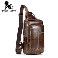 genuine oil leather chest bag for men designer messenger bags fashion mans chest pack large capacity business shoulder bag