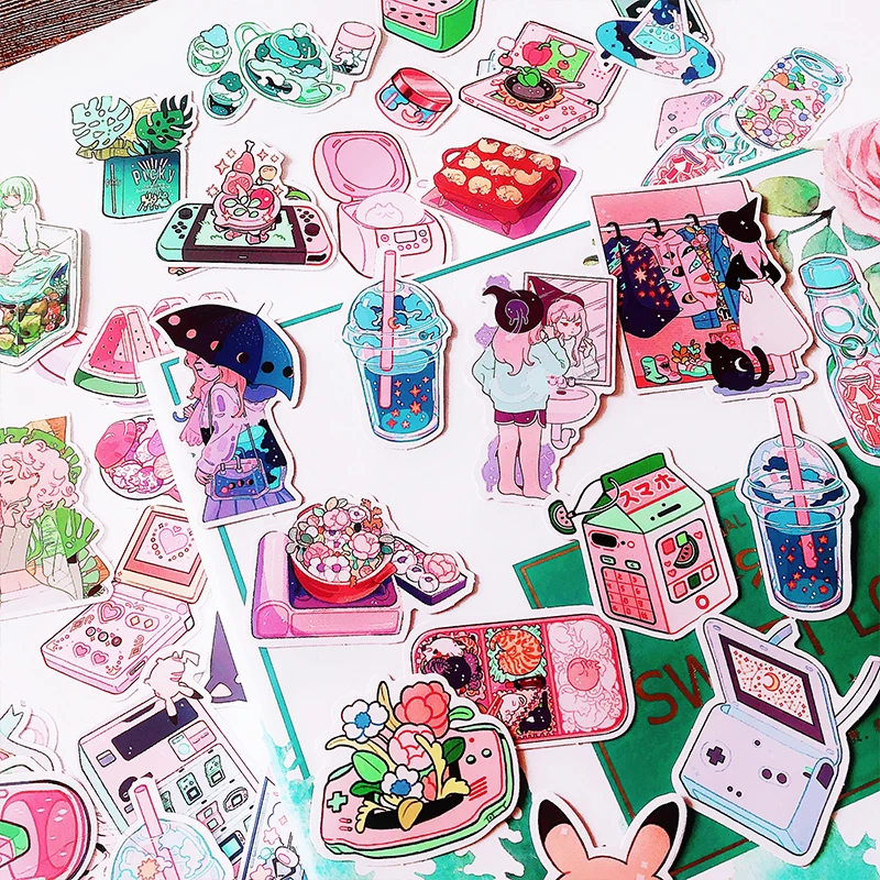 

190PCS Girl Pink Dessert sticker DIY scrapbook collage mobile phone computer diary happy plan decoration sticker