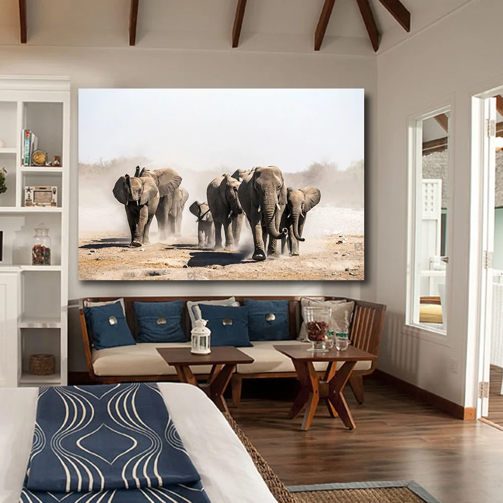 Картины на холсте настенные украшения для дома 1 панель плакат с дизайном слон HD Hd