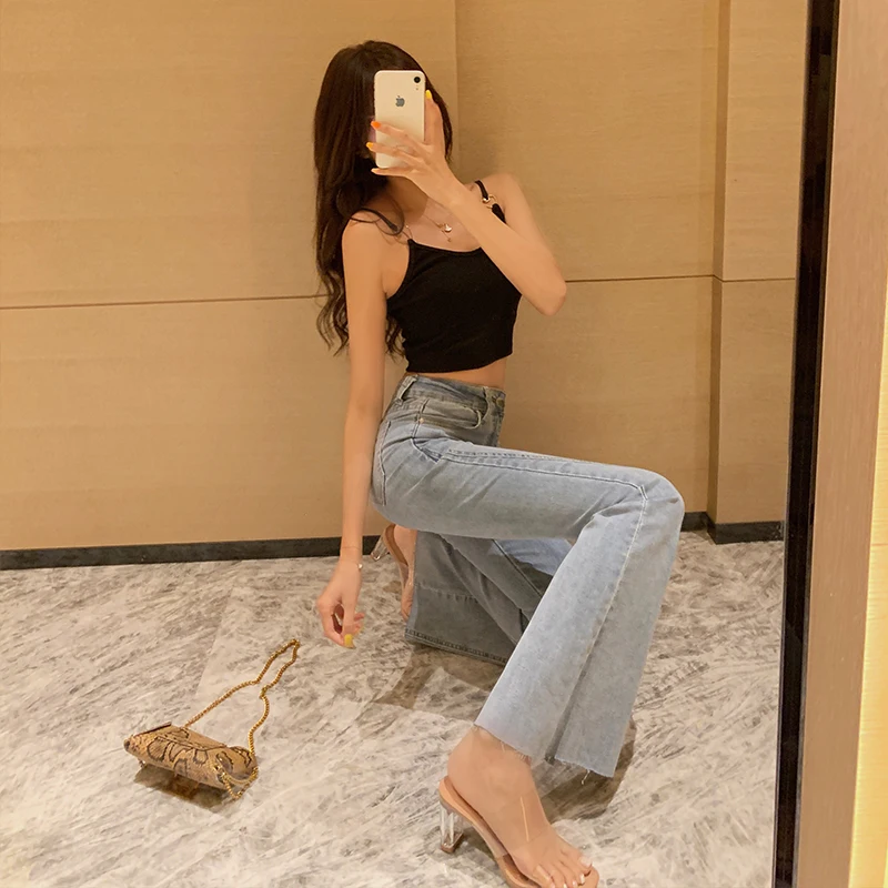

Han edition summer to film a new web celebrity ultra high waist jeans female drape flares bootleg nine minutes of pants