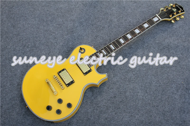 Suneye желтая глянцевая отделка на заказ электрогитара из твердого красного дерева
