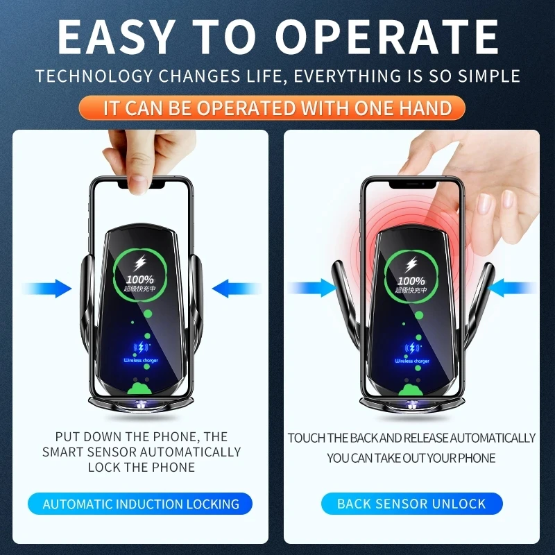 

Wireless Automatic Sensor Car Phone Holder and Charger Wireless Charger Car Phone Air Vent Mount DU55