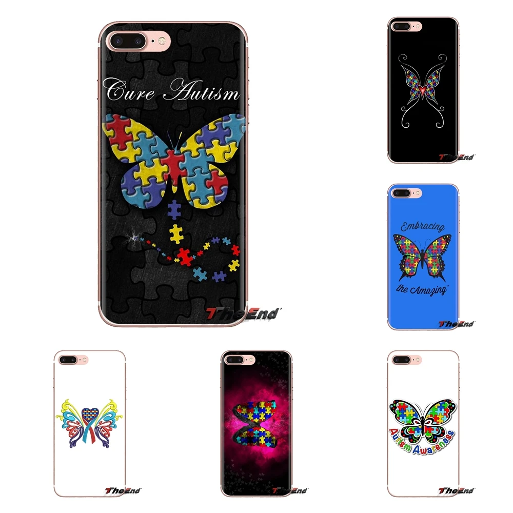 Silicone Shell Covers Beautiful Autism Awareness butterfly For iPod Touch Apple iPhone 4 4S 5 5S SE 5C 6 6S 7 8 X XR XS Plus MAX |