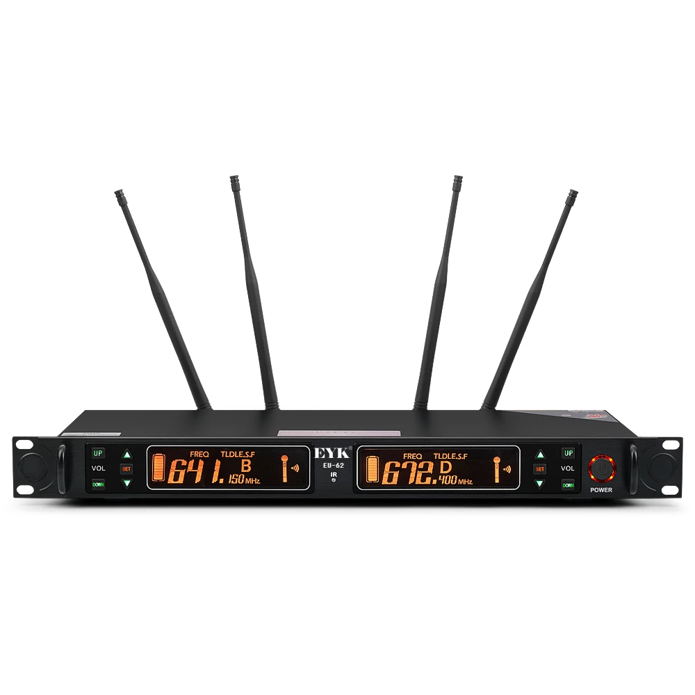 EYK EU-62 True Diversity 2 ручной UHF беспроводной микрофон 2*100 канал выбор частоты идеально подходит для сцены вокального концерта