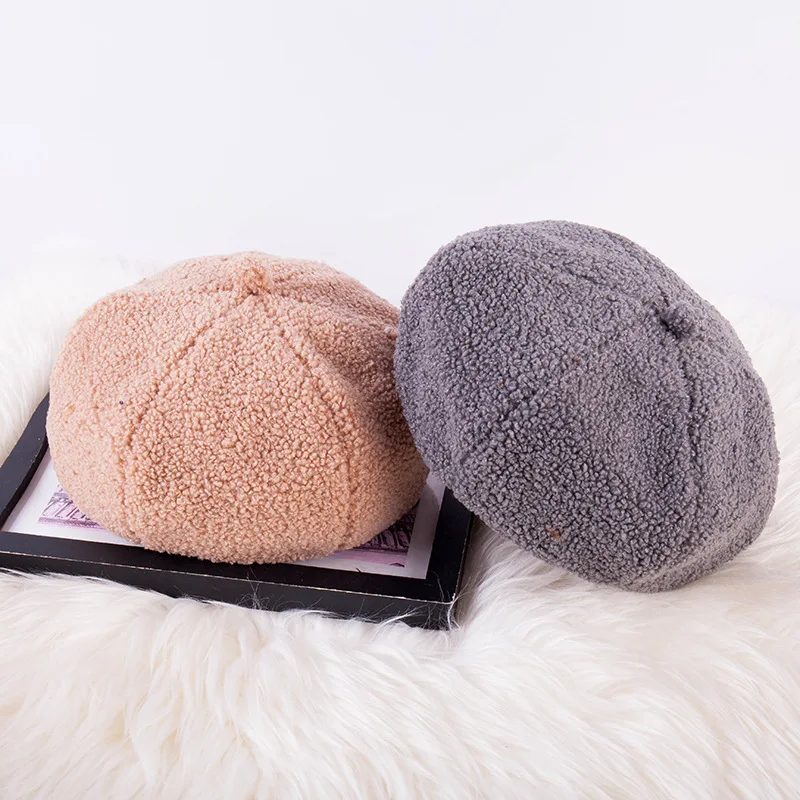 

JIAXUN 008 New Autumn Winter British Women's Casaul Solid Lamb Wool Beret Cap Hat
