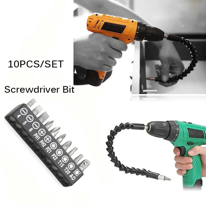 

10 шт./компл. бита отвертки для гибкой шестигранной головки 6,35