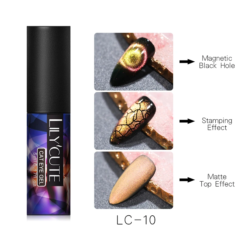 LC 10 LILYCUTE 9D Galaxy кошачий глаз Магнитный Гель-лак для ногтей Auroras ногтей матовый градиентный стойкий замачиваемый УФ-Гель-лак - Цвет: LC 10