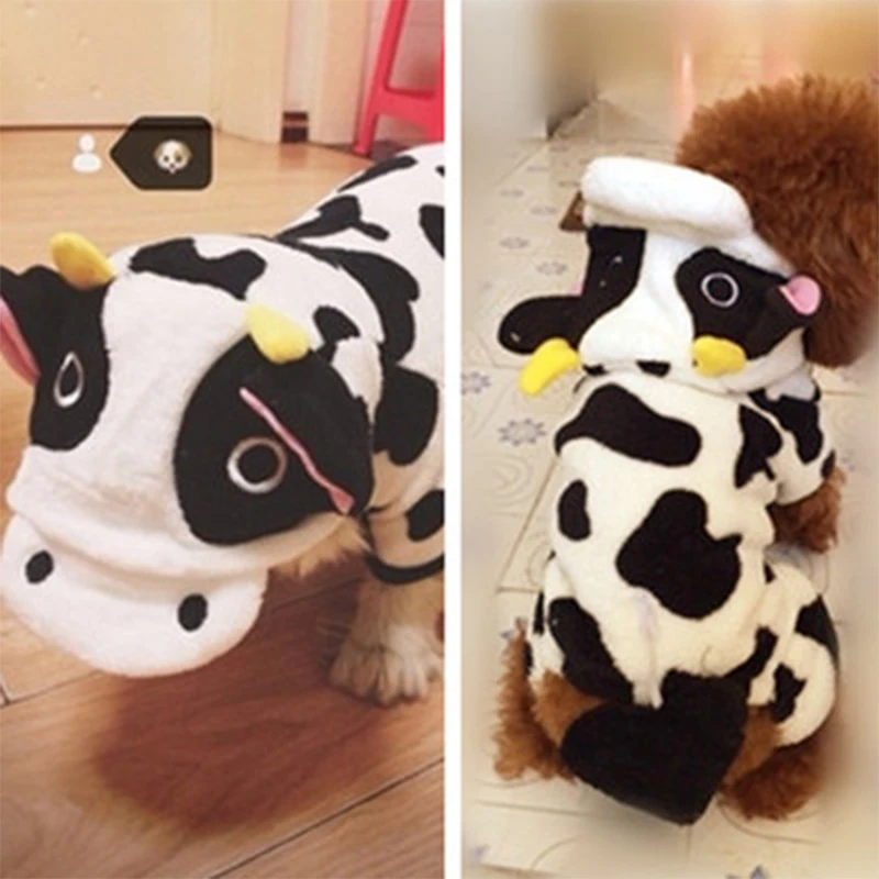 Зимняя одежда для собак теплый костюм с трансформацией коровы щенка куртка