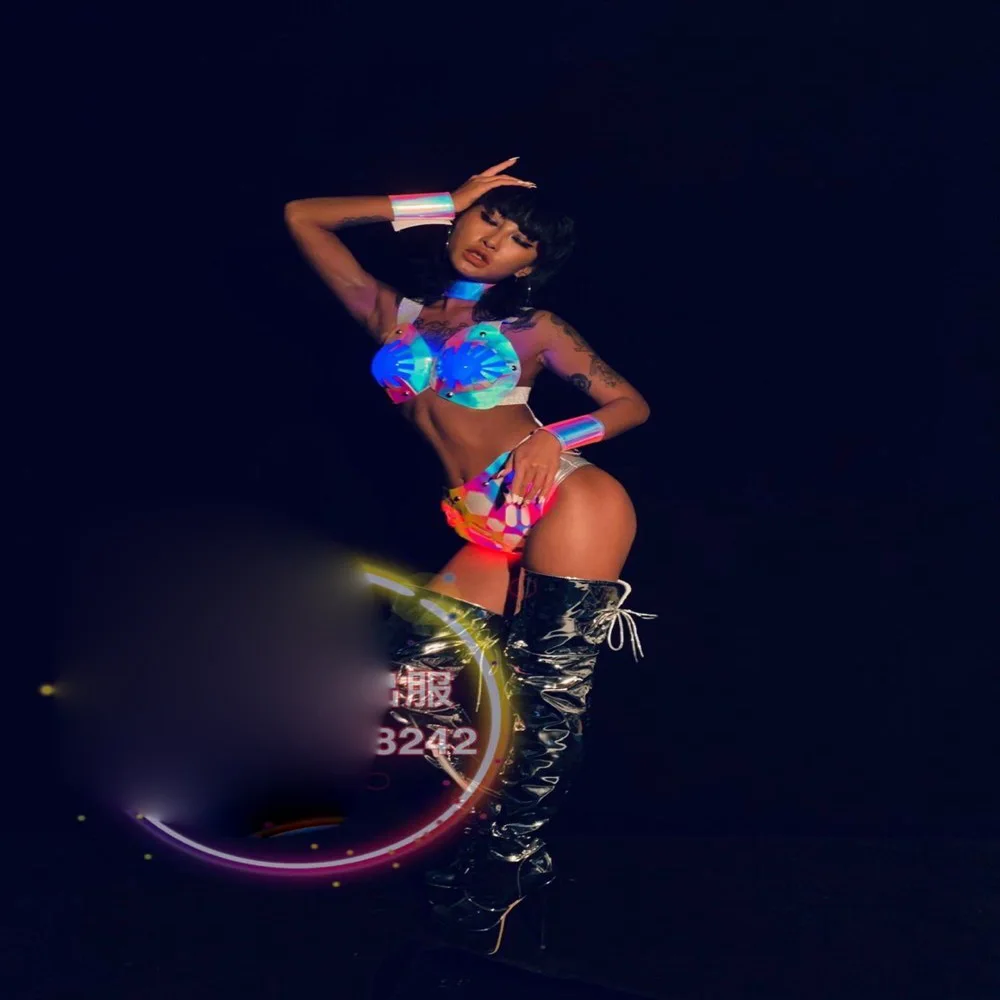 Джазовый наряд световой бюстгальтер Шорты светодиодный светильник вверх костюм