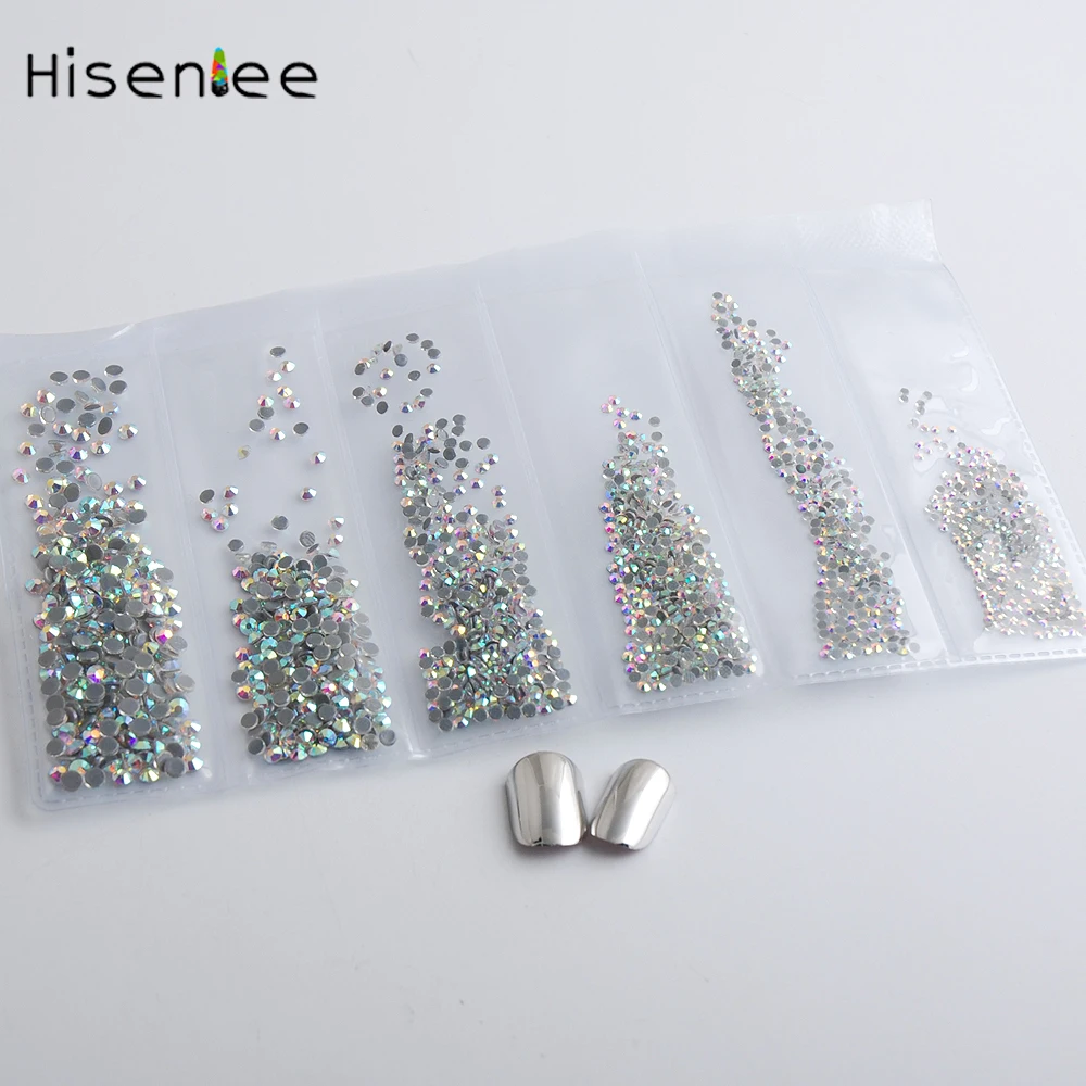 AAAA 6 размеров 1728 шт. стразы горячей фиксации смешанные стеклянные камни ab