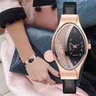 Женские модные роскошные часы с кожаным ремешком, женские часы с браслетом, спортивные кварцевые часы Ellipse стразы из ПУ кожи, наручные часы для женщин