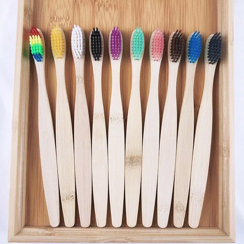 

Зубная щетка с мягкой щетиной, инструмент для чистки зубов, уход за полостью рта, чистый цвет, ручная зубная щетка из натурального бамбука, 1 ...
