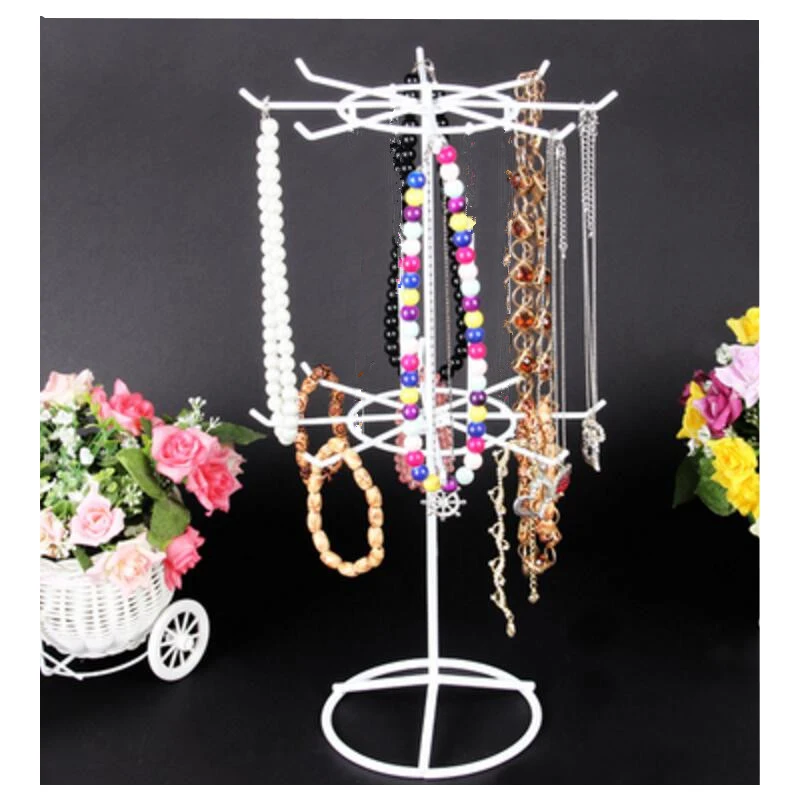 

New Arrival 2 layers Metal Rotating Jewelry Stand Earring Necklace Display Holes Storage wig bracelet Holder Rack free shipping