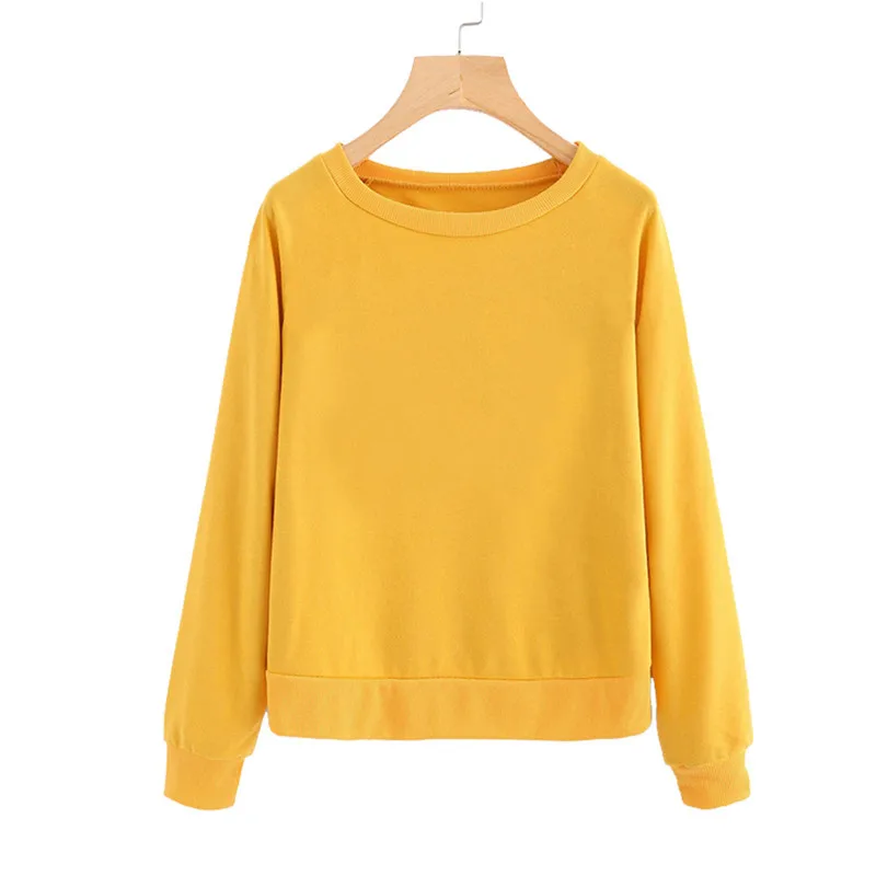 

Худи женское однотонное свободного покроя с круглым вырезом и длинным рукавом