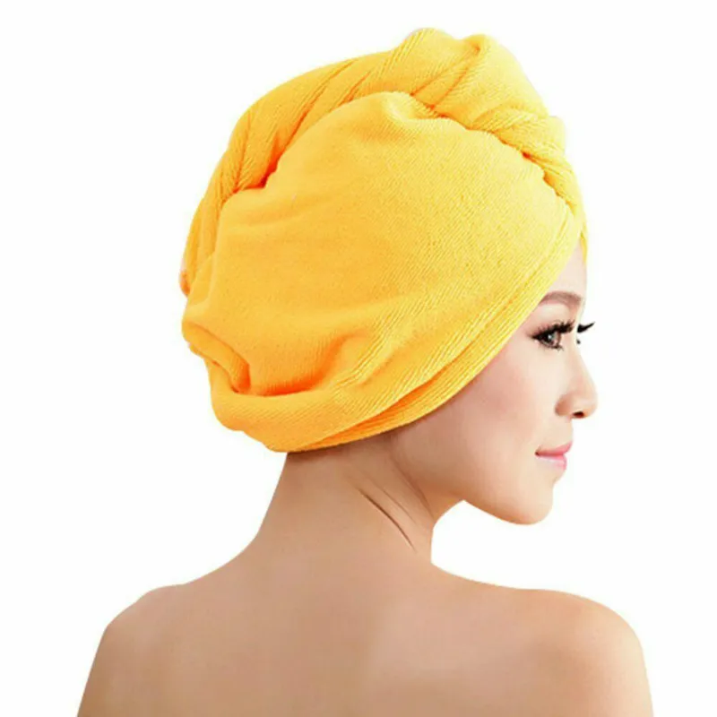 

Fashion Solid Color Microfibre Hair Drying Towel Wrap Turban Head Hat Bun Cap Shower Dry Microfiber
