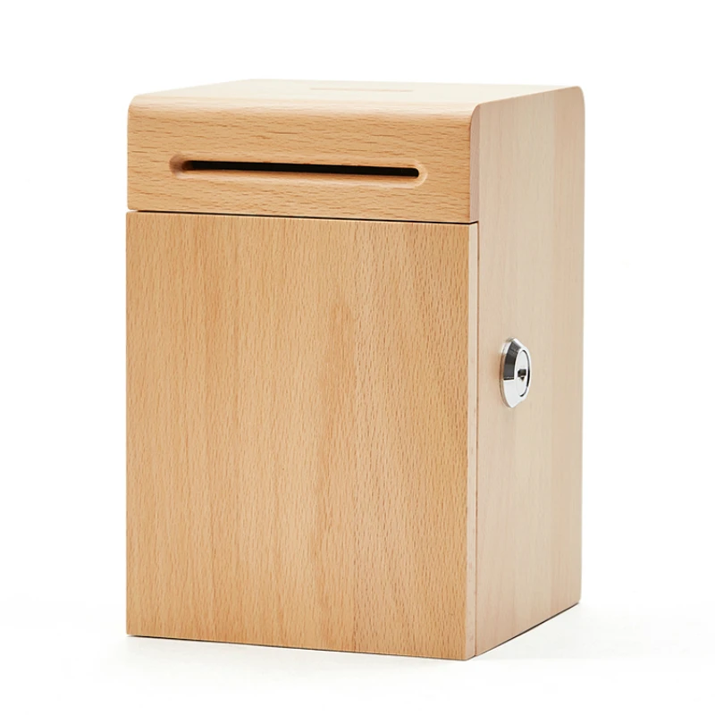 

Wood Save Money Box Safe Cash Moneybox Wooden Kids Piggy Bank for Adults Paper Money Salvadanaio Saving Box Atm Machine AD50PB