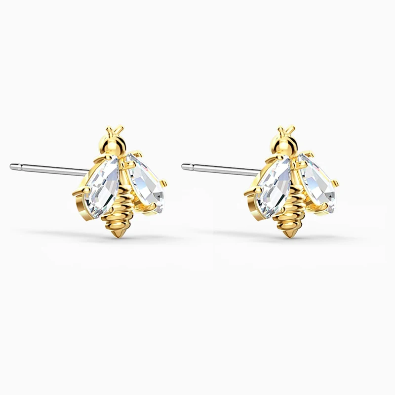 

Fashion SWA New ETERNAL FLOWER BEE Pierced Earrings Delicate Golden Bee Shape Crystal Earrings Female Romantic Jewelry Gift