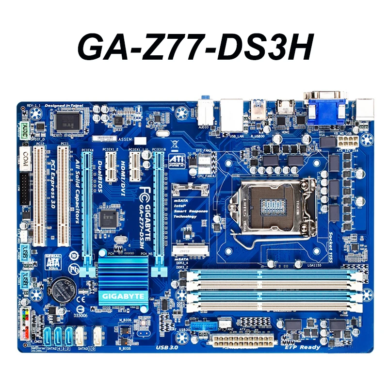 Для Gigabyte GA-Z77-DS3H оригинальная б/у настольная материнская плата Z77-DS3H Z77 LGA 1155 i3 i5 i7 DDR3