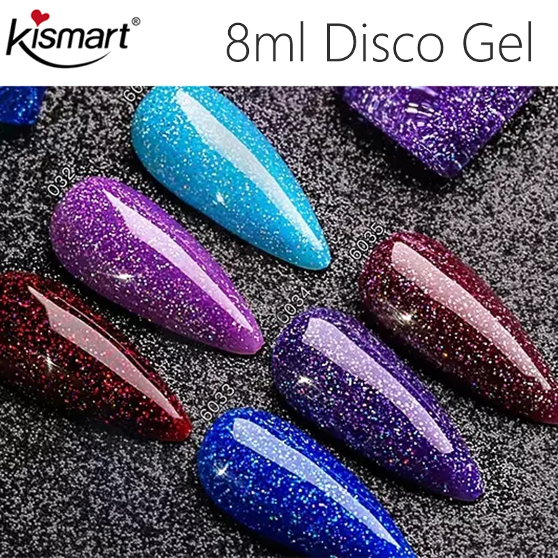 

Kismart 8ml Gel Nail Polish Semi-transparent Glitter Nail Gel Crystal Varnish Soak Off Nail Art UV Gel Diamond Disco Gel Polish