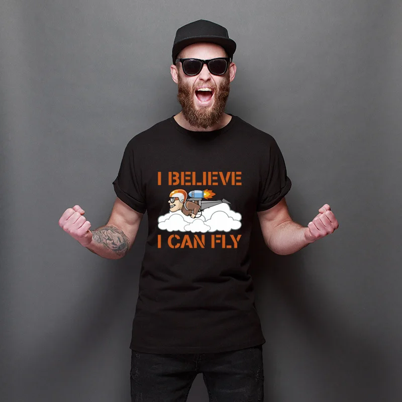 

New Coming I Believe I Can Fly Faddish Customized Tops Tees Simple Style Cotton T-Shirts Comics 3D Printed T Shirt