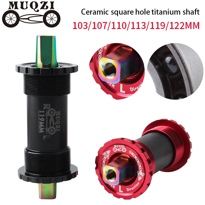 

MUQZI Titanium Alloy Bike Bottom Brackets BB68 Ceramic Bearing Square Taper Axle 103/107/110/113/119mm MTB Bicycle Parts