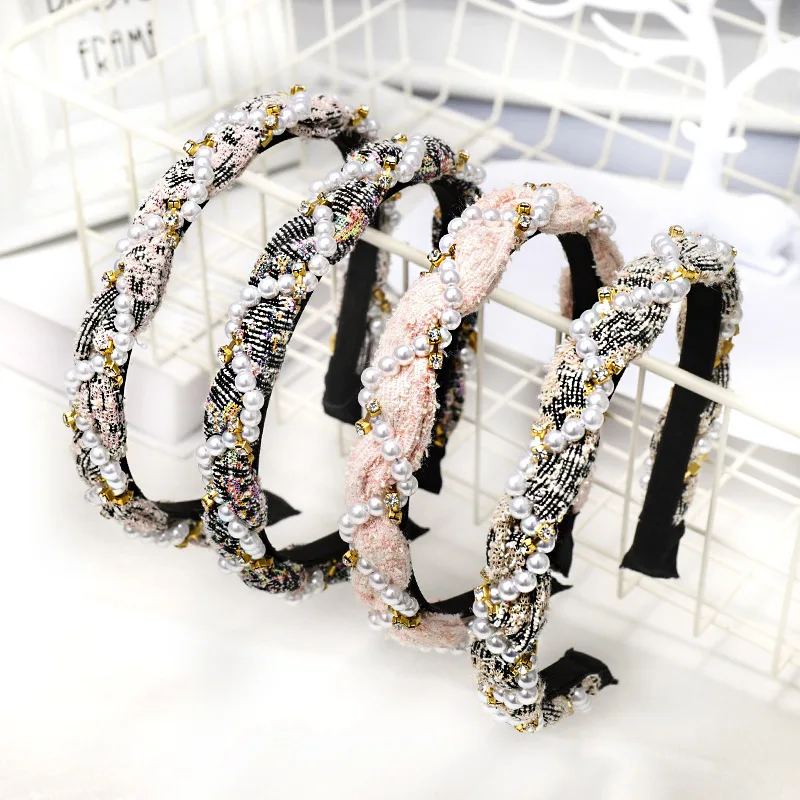 Обруч Стразы женский с жемчужинами модная Роскошная повязка на голову ободок в