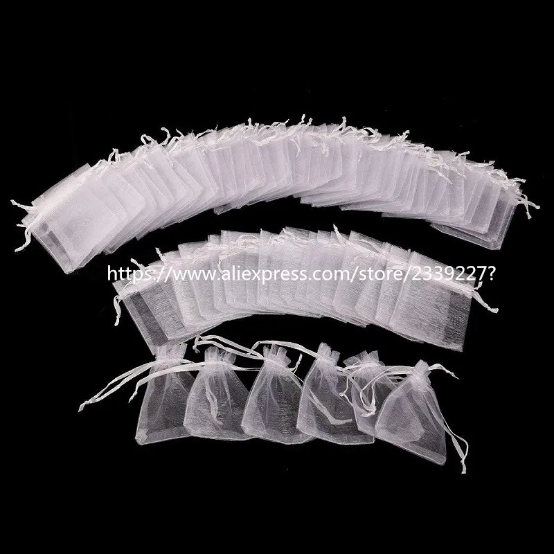 50 шт. белая органза сумки на шнурке подарочные конфеты ювелирные изделия