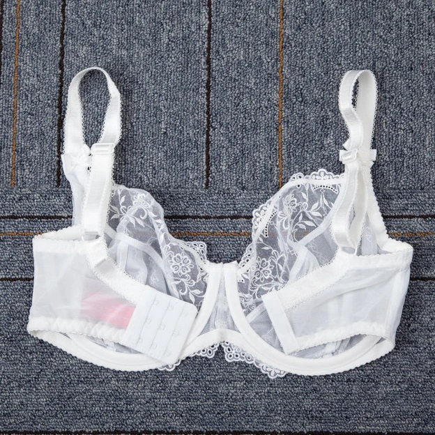 Women's Sheer Lace Full Figure Unlined Minimizer Bra 30 32 34 36 38 40 42 44 E F FF G GG H HH J JJ K