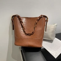 vento marea alligator pu leather shoulder bag for women 2021 winter design composite bucket handbag vintage cross body 2 straps