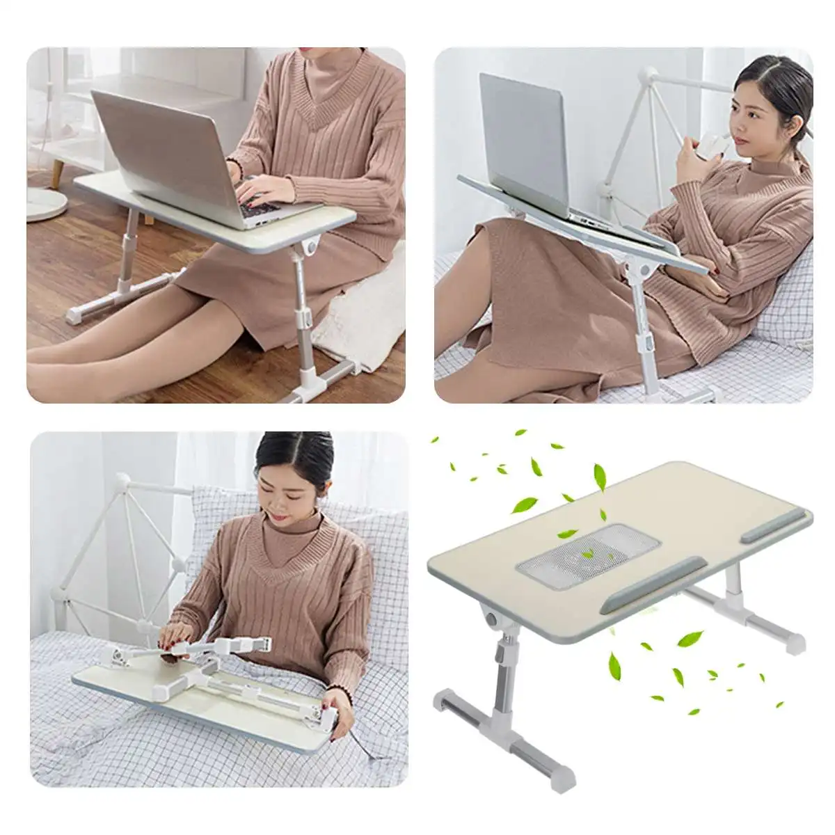 Portable Adjustable Folding Laptop Table Iron Sofa Bed Office Stand Desk with Cooling Fans Computer Notebook | Мебель