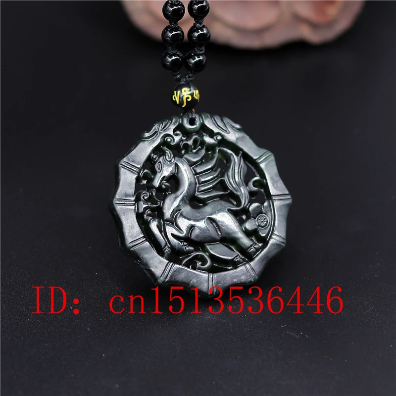 Китайская черная зеленая Нефритовая летящая лошадь нефритовая подвеска