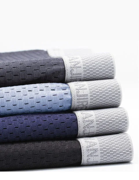 4pcs/Lot Men Underwear Man Boxer Summer Ice Network Mesh Breathable Sexy Youth Boxer Bamboo Ventilate Shorts Four shorts Cosy