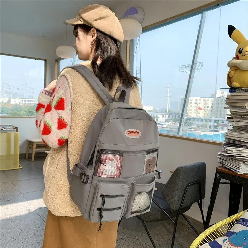 

ALLKACI Kawaii Nylon Women Backpack Fashion Waterproof Rucksack for Teen Girls School Bag Cute Student Bookbag Travel Mochila 50