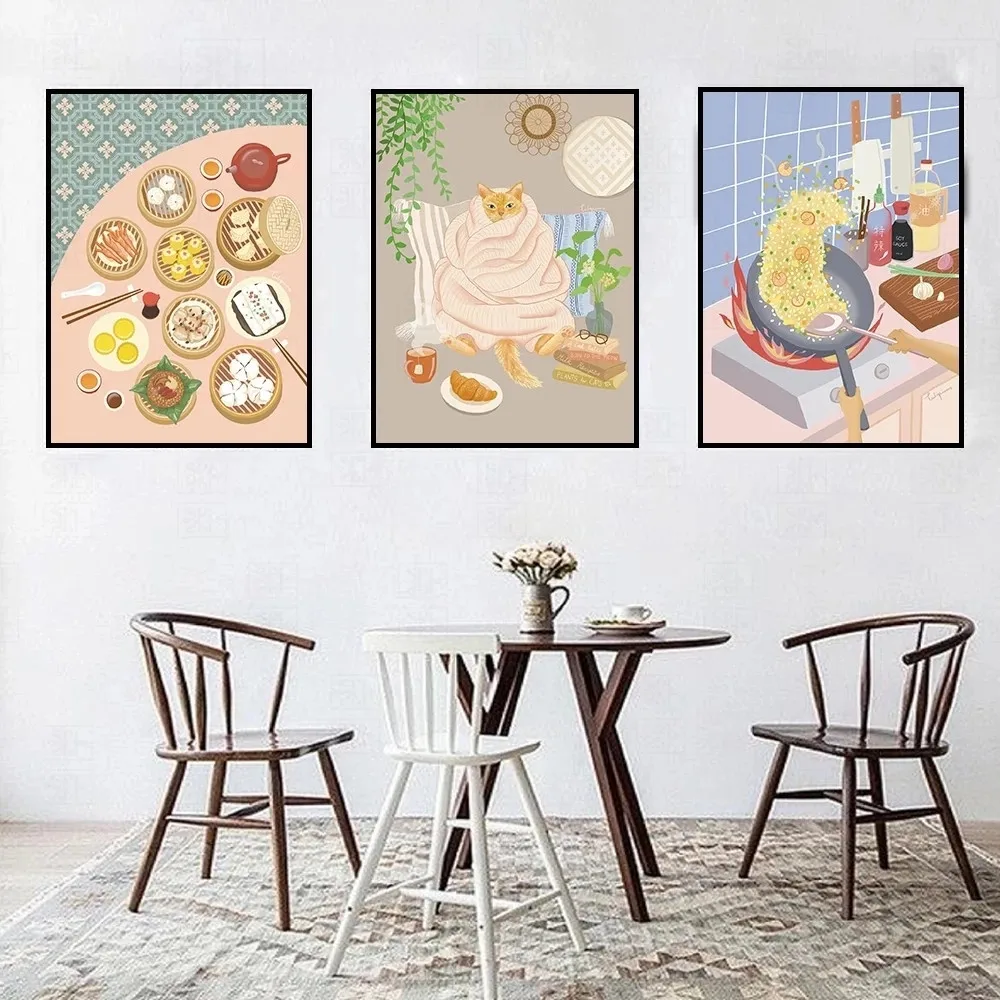 Картина на холсте для дома китайская Азиатская Кухня мультфильм искусство