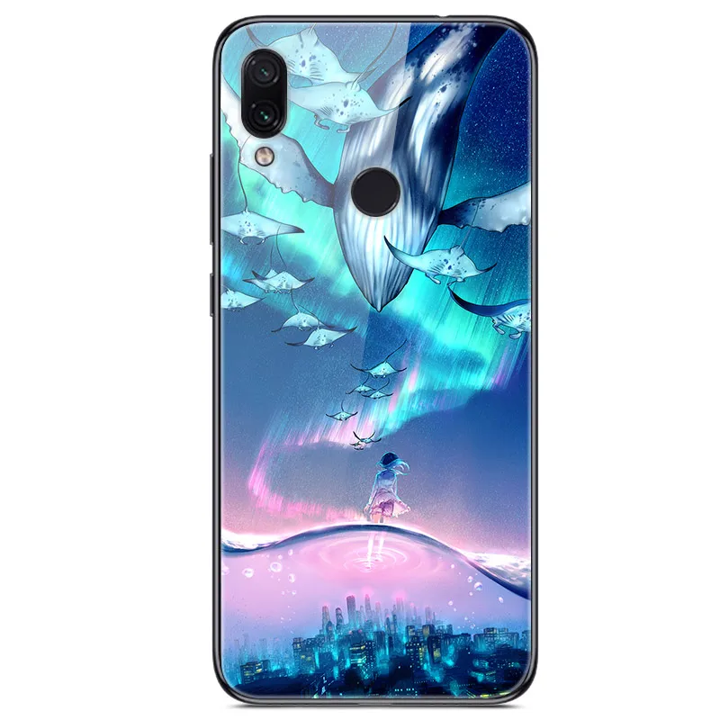 45 Для Xiaomi Redmi 7 Чехол из закаленного стекла твердая задняя крышка для Xiaomi Redmi Note 7 чехлы для телефонов силикон бампер Coque на Redmi7 Note7 - Цвет: 45