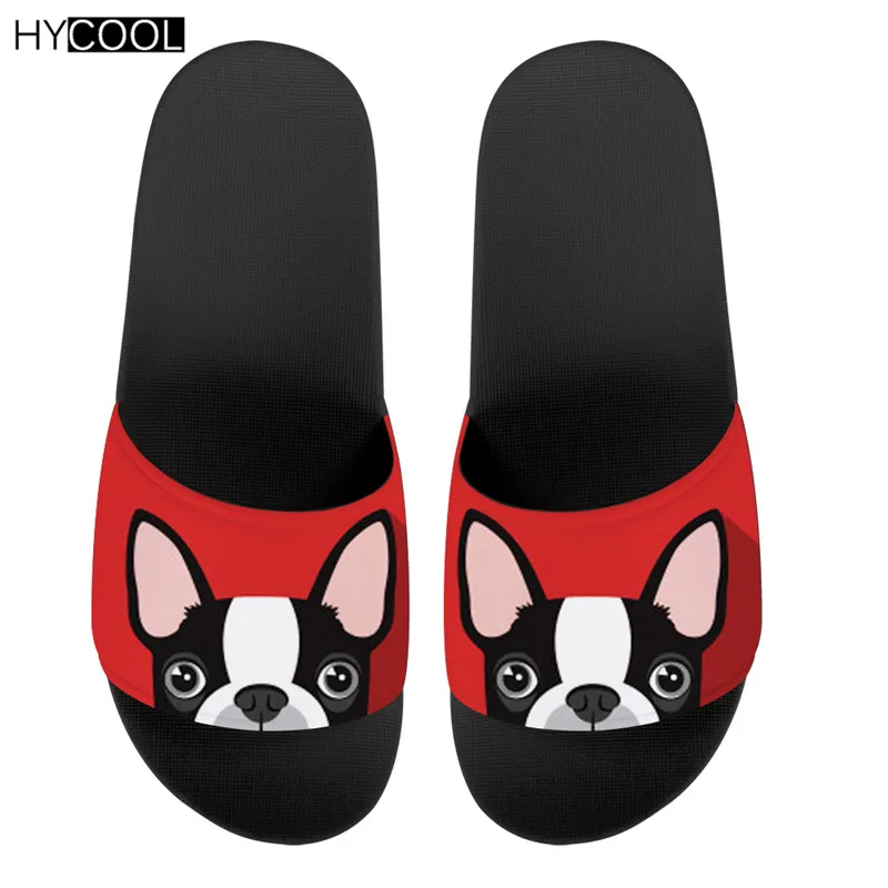 

HYCOOL Fashion Summer Slipper Cute French Bulldog Print Unisex Outside Flat Shoes Beach Water Flip Flop Slide Sandals Women Men