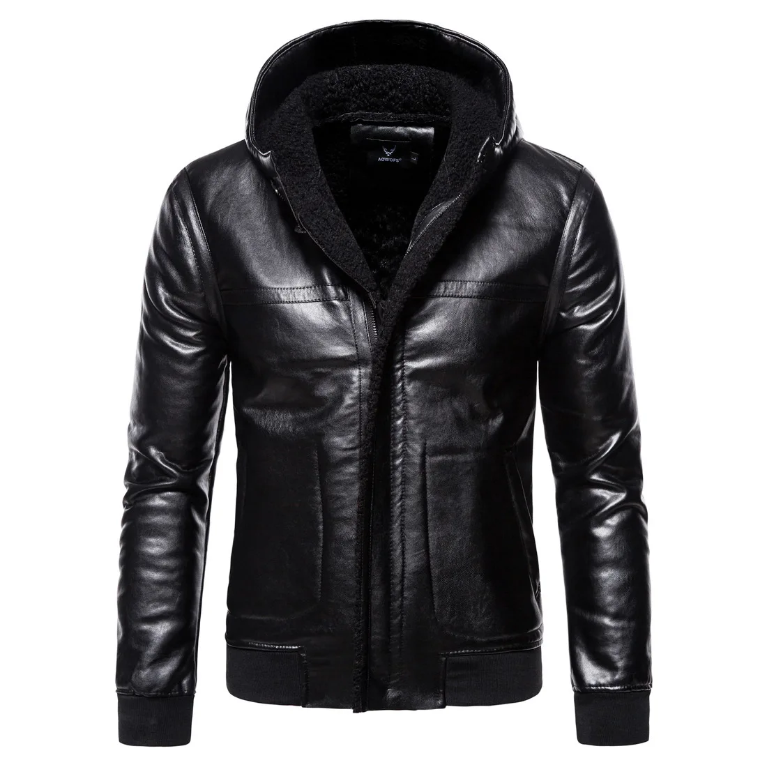 

Plus Size Men's Fur Coat Trend Hooded Leather Jacket Men