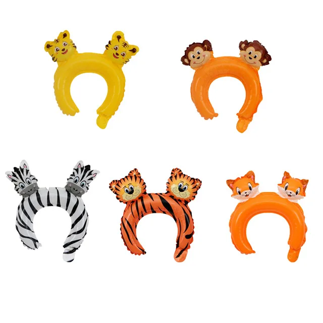 10pcs mix headband Вечерние шары в стиле сафари в джунглях, латексные шары в виде животных, воздушные гелиевые шары с цифрами, декор для детского дня рождения - Цвет: 10pcs mix headband