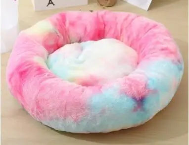 Кровать для питомца собаки Удобная пончик Cuddler круглая собачья Конура ультра мягкая моющаяся подушка для собаки и кошки зимний теплый диван Горячая sell2810 - Цвет: Rainbow red
