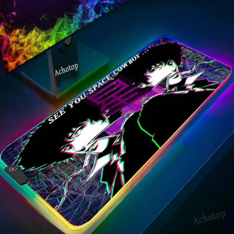 

Cowboy Bebop Mouse Pad PC Gamer RGB Computer Anime Keyboard Mouse Mat Luminous Large Mouse pad Keyboard Desk Mat LED Pc Complete
