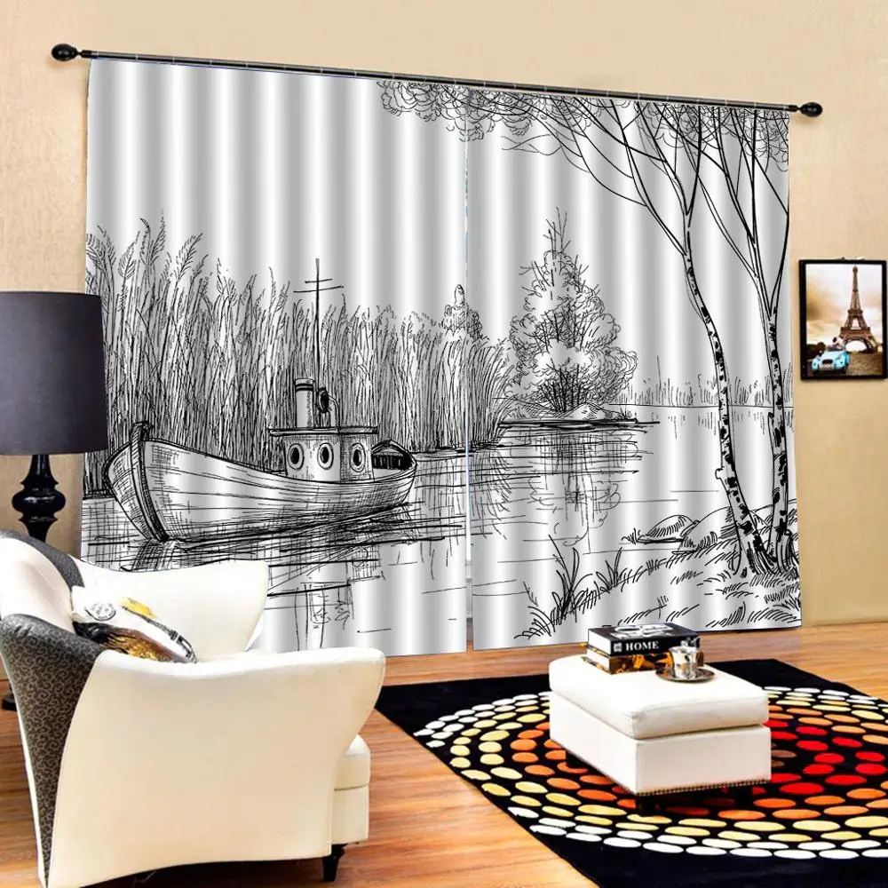 

grey curtains draw Drapes Living room Bedroom Decor 2 Panels HooksWindow Curtains