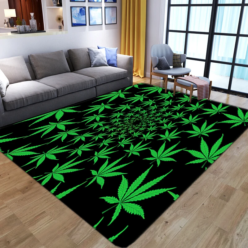 

Модные большие 3D коврики с зеленым Кленовым листом для гостиной, Нескользящие мягкие напольные коврики для ванной, спальни, прикроватный на...