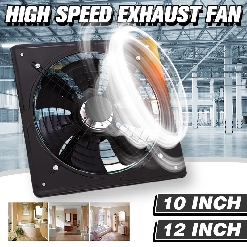 

220V 60W 12inch Industrial Ventilation Extractor Metal Axial Exhaust Air Blower Fan High Speed Air Extractor for Kitchen Bedroom