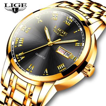 LIGE Men Wrist Watch Fashion Sport Mens Watches Top Brand Luxury Waterproof Full Steel Quartz Gold Clock Man Relogio Masculino-36747