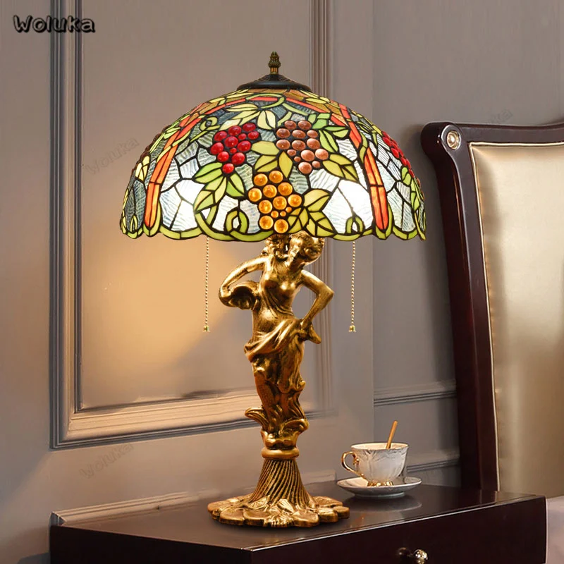 Виноградный цветок сад спальня прикроватная лампа Свадьба затемнения ретро