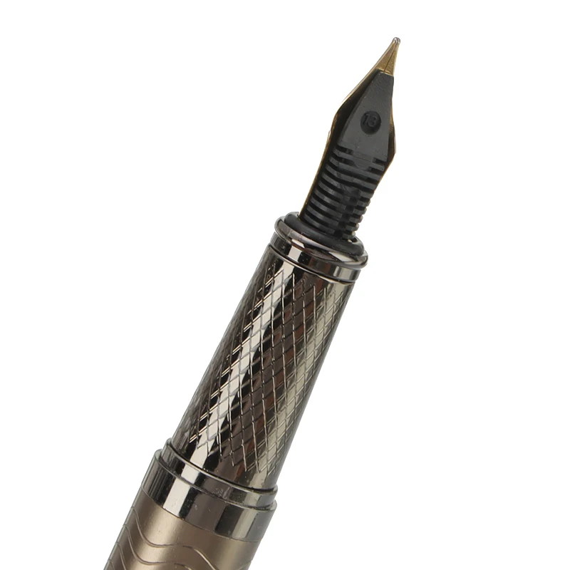 

Luxury Office Business Metal Gray Fountain Pen 0.5mm Black Nib Writing Ink Pens School Stationery Gifts Supplies High Quality