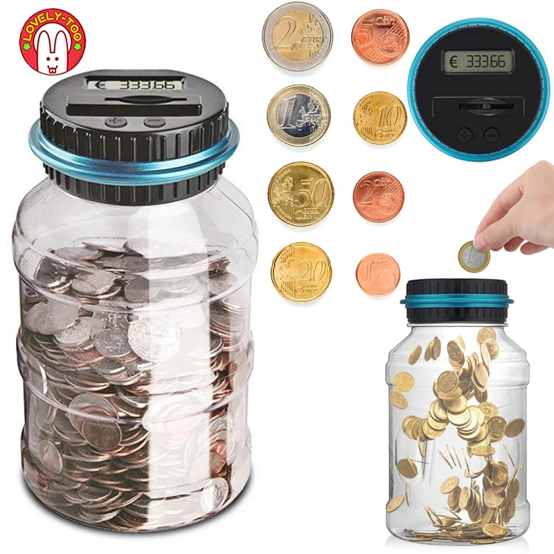 Piggy Bank For Kids Counter Coin Box Toys Electronic Digital LCD Adult Money Saving Box Counting Coins Jar Storage EURO Money